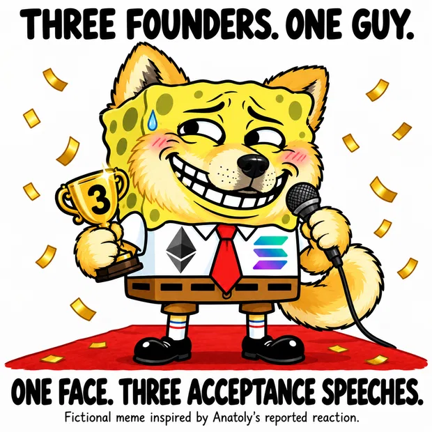 Fusion mascot on a red carpet with a number 3 trophy and a microphone. Caption: One face. Three acceptance speeches.